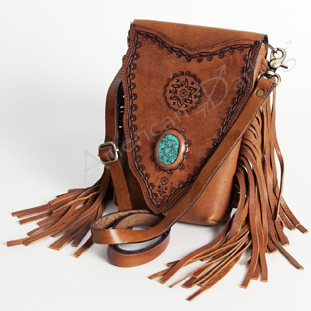American Darling Leather Crossbody Turquoise Bag